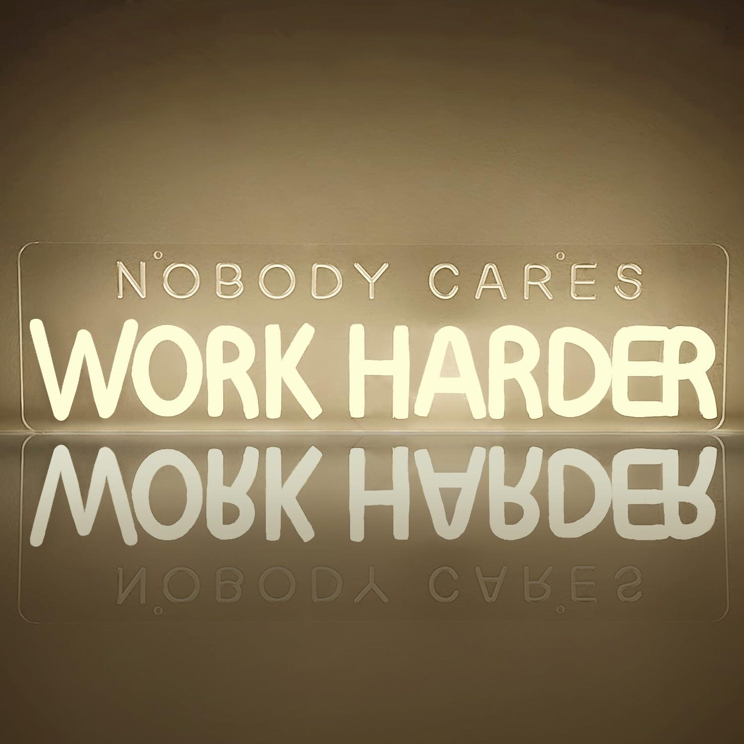 Home Gym Neon Sign - Nobody Cares Work Harder Neon Sign