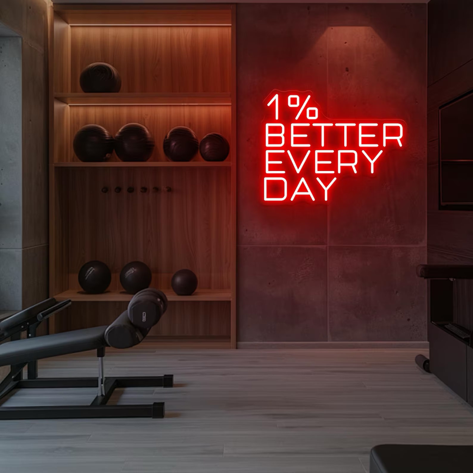 Home Gym Neon Sign - 1% Better Every Day Neon Sign,
