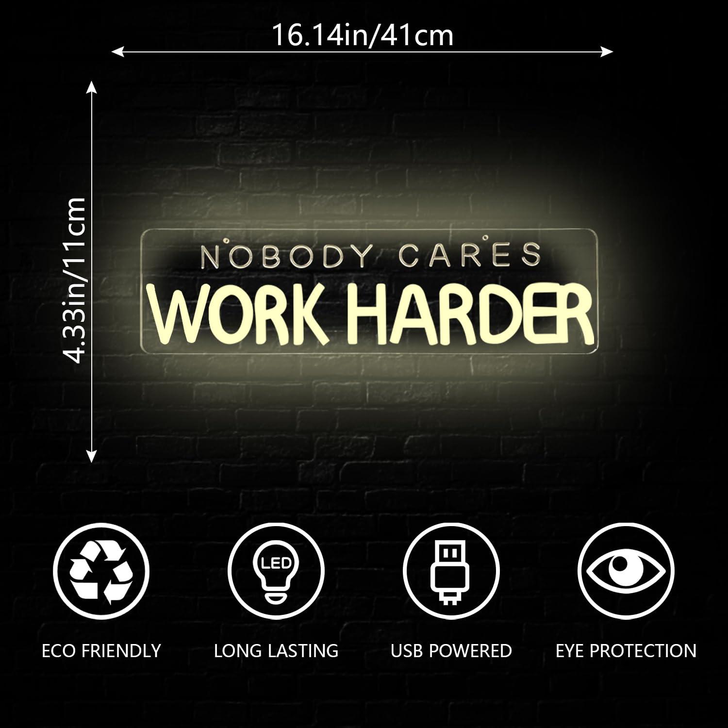 Nobody Cares Work Harder Neon  - Home Gym Neon Sign ulasan dan harga