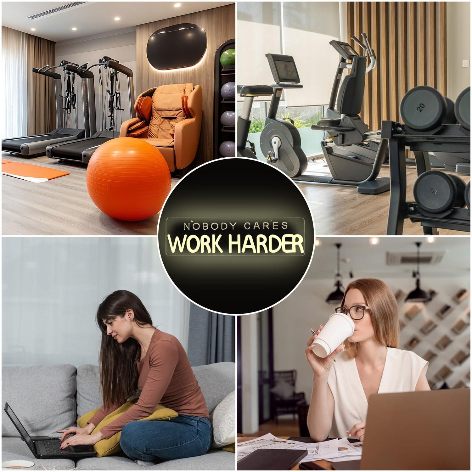 Nobody Cares Work Harder Neon  - Home Gym Neon Sign ulasan dan harga
