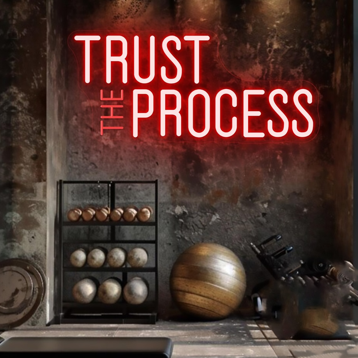 Trust The Process Neon Sign, C - Home Gym Neon Sign ulasan dan harga