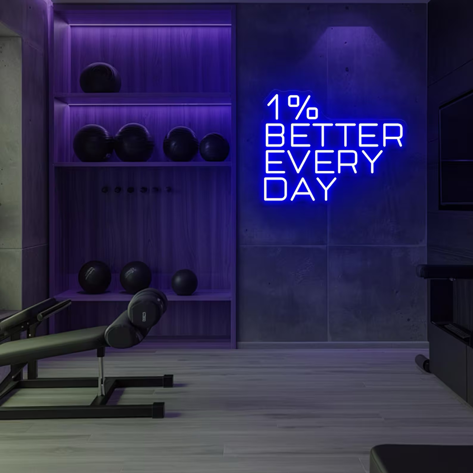 1% Better Every Day Neon Sign, - Home Gym Neon Sign ulasan dan harga