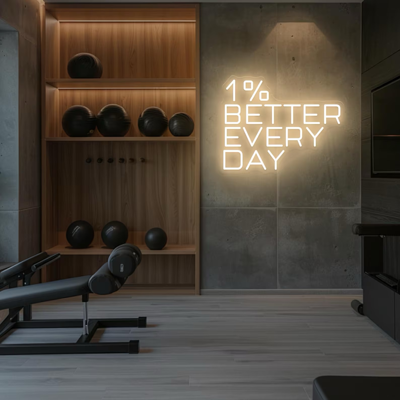1% Better Every Day Neon Sign, - Home Gym Neon Sign ulasan dan harga