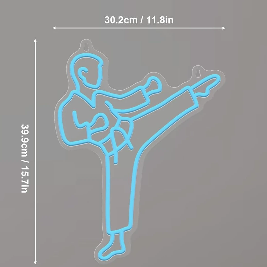 Karate Man Neon Sign Blue LED  - Home Gym Neon Sign ulasan dan harga